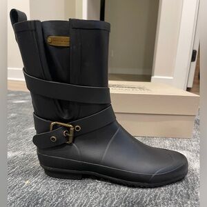 Burberry Mid Buckle Rain Boots - Black
